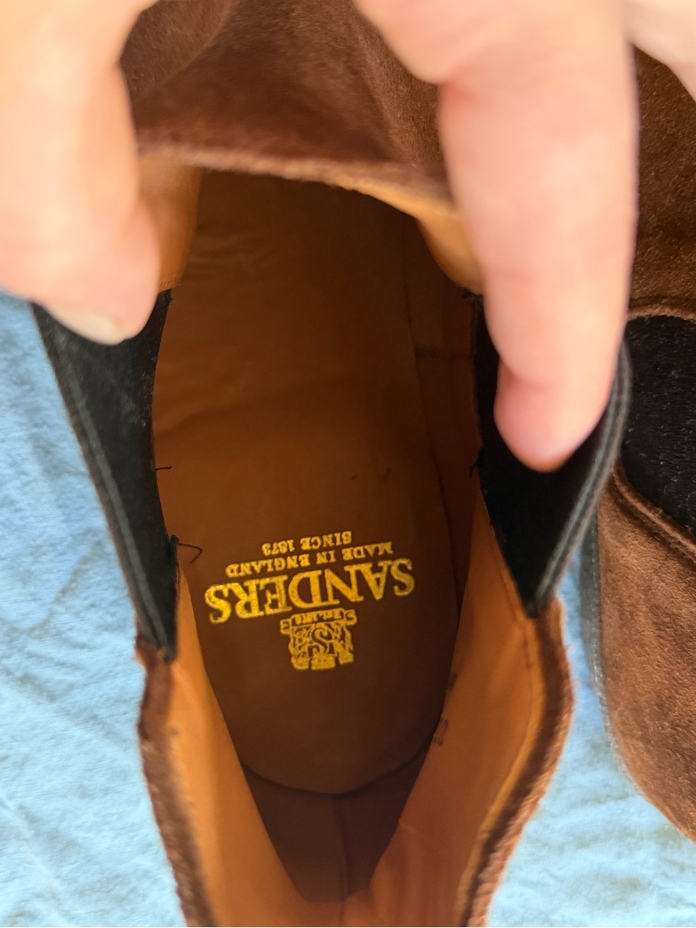 Sanders Men’s Brown Sued Chelsea Ankle Boots Pull- On Round ToeUK 12 US 13